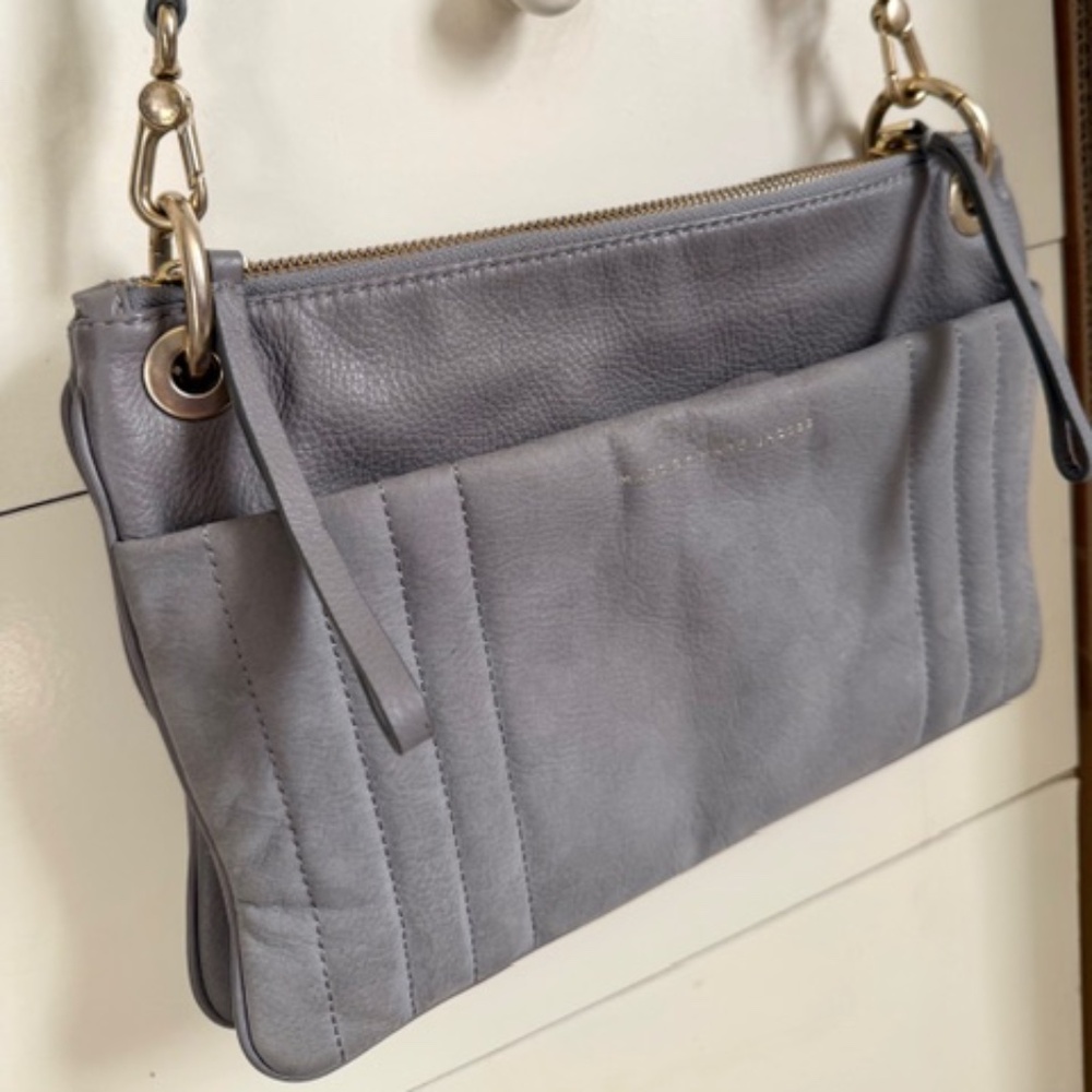 Marc by MARC JACOBS Light Grey Leather + Suede Shoulder/Crossbody Handbag